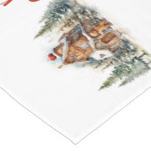 Schattigee waterverf peperkoek huis pijnbomen korte tafelloper (Hoek)