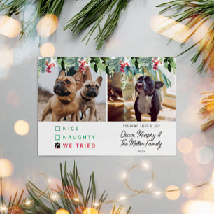 Schattigee Waterverf Pet Foto Kerst Feestdagenkaart