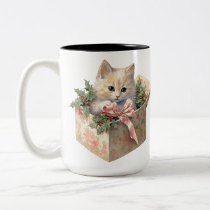SCHATTIGEE WATERVERF PLUIZIGE KERST KITTEN TWEEKLEURIGE KOFFIEMOK