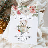 Schattigee Waterverf Polar Beer Winter Baby shower Bedankkaart