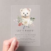 Schattigee Waterverf Polar Beer Winterverjaardagsf Acryl Uitnodigingen (Insitu (Draagbaar))