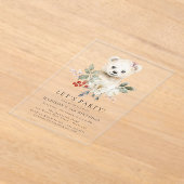 Schattigee Waterverf Polar Beer Winterverjaardagsf Acryl Uitnodigingen (Laagn)