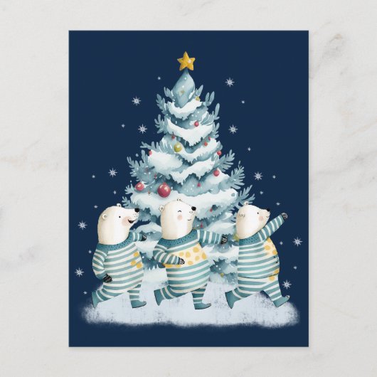 Schattigee Waterverf Polar Beren Briefkaart (Voorkant)