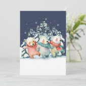 Schattigee Waterverf Polar Beren Feestdagenkaart (Staand voorkant)
