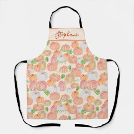 Schattigee Waterverf Pompoen Patch aangepaste naam Schort