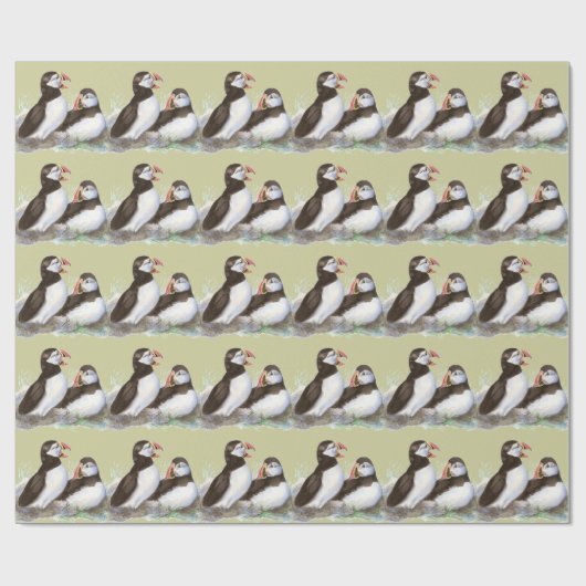 Schattigee Waterverf Puffin Bird Wildlife Animal A Cadeaupapier (Vlak)