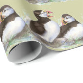 Schattigee Waterverf Puffin Bird Wildlife Animal A Cadeaupapier (Rol Hoek)