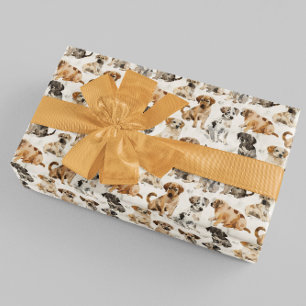 Schattigee Waterverf Puppy Dogs Cadeaupapier