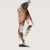 Schattigee Waterverf Red Fox Animal Head Pattern Leggings (Rechts)