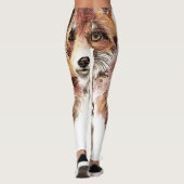 Schattigee Waterverf Red Fox Animal Head Pattern Leggings (Achterkant)