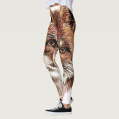 Schattigee Waterverf Red Fox Animal Head Pattern Leggings (Links)