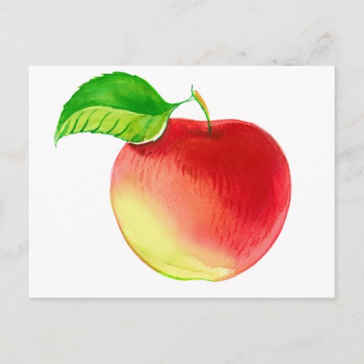 Schattigee Waterverf rode appelvrucht Briefkaart (Voorkant)