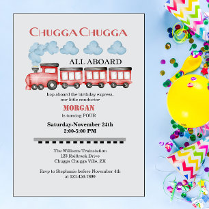 Schattigee Waterverf rode trein elke verjaardag Kaart