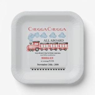 Schattigee Waterverf rode trein elke verjaardag Papieren Bordje