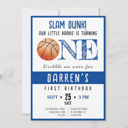 Schattigee Waterverf Rookie Basketball Boy 1st Ver Kaart (Voorkant)