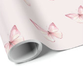 Schattigee Waterverf roze vlinders Cadeaupapier (Rol Hoek)