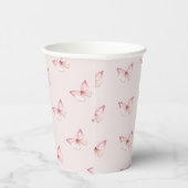 Schattigee Waterverf roze vlinders Papieren Bekers (Rechts)