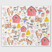 Schattigee Waterverf Rustiek Boerderij Barnyard An Cadeaupapier (Vlak)