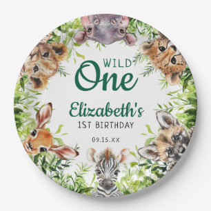 Schattigee Waterverf safaridieren 1e verjaardag Papieren Bordje