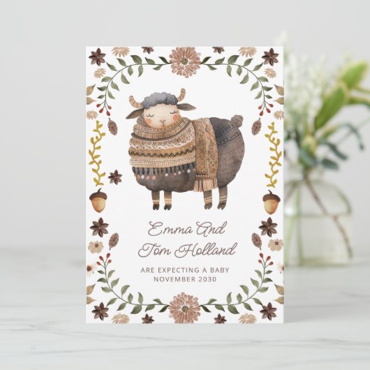 Schattigee Waterverf Schapendracht Aankondiging (Staand voorkant)