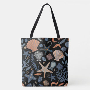Schattigee Waterverf Seashell Coral Black Draagtas