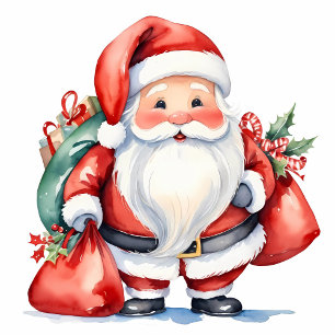 Schattigee waterverf Sinterklaas met rode cadeaus  Keramisch Ornament