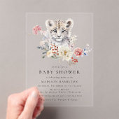 Schattigee Waterverf Sneeuw Leopard Winter Baby sh Acryl Uitnodigingen (Insitu (Draagbaar))