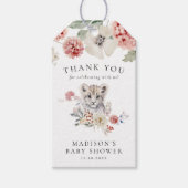 Schattigee Waterverf Sneeuw Leopard Winter Baby sh Cadeaulabel (Voorkant)