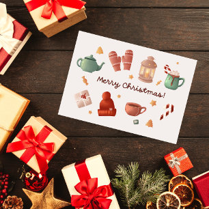 Schattigee waterverf snoepriet winter kerst Kaart
