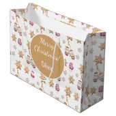 Schattigee Waterverf Snowman Cookies Monogram Groot Cadeauzakje (Voorkant Gekanteld)