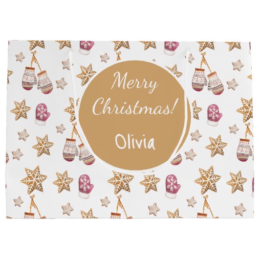 Schattigee Waterverf Snowman Cookies Monogram Groot Cadeauzakje (Achterkant)