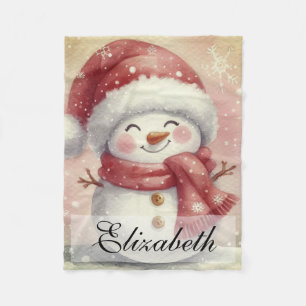 Schattigee  Waterverf Snowman Winter Wonderland Fleece Deken