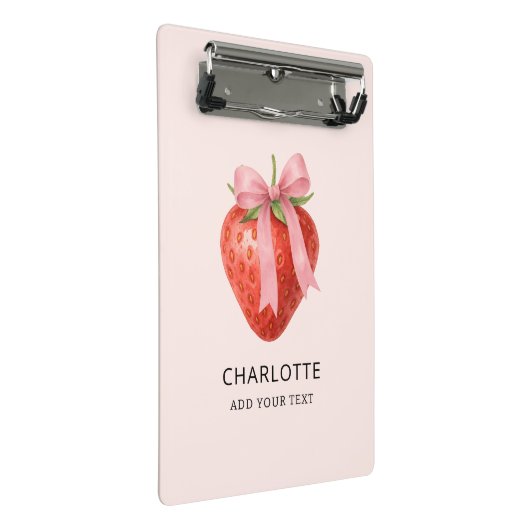 Schattigee Waterverf Strawberry Bow Coquette Monog Mini Klembord (Schuin)