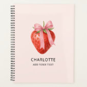 Schattigee Waterverf Strawberry Bow Coquette Monog Planner (Voorkant)