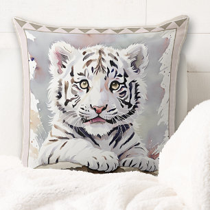 Schattigee Waterverf Tiger Cub Animal Art Kussen