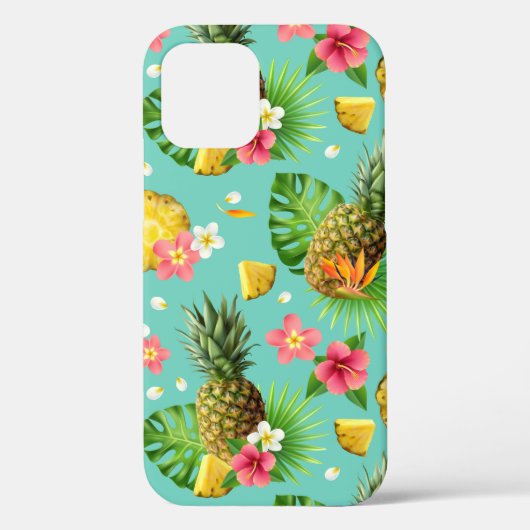Schattigee Waterverf Tropische Ananas Hibiscus Art Case-Mate iPhone Case (Achterkant)