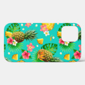Schattigee Waterverf Tropische Ananas Hibiscus Art Case-Mate iPhone Case (Achterkant (horizontaal))
