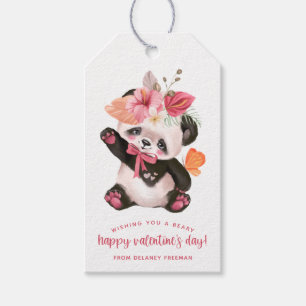 Schattigee Waterverf Tropische Panda Kinder Valent Cadeaulabel