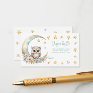 Schattigee Waterverf Uil Baby shower Luier Raffle Informatiekaartje