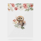 Schattigee Waterverf Uil Baby shower Welkom Acryl Bord (Voorkant)