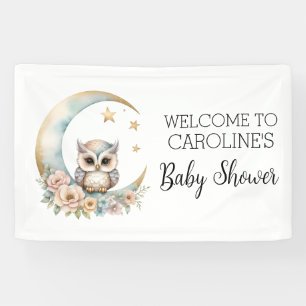 Schattigee Waterverf Uil Baby shower Welkom Spandoek