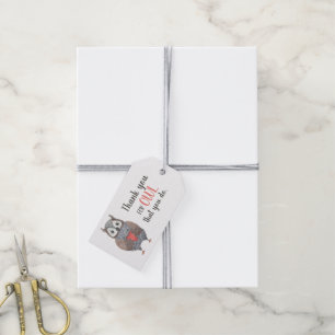 Schattigee Waterverf Uil met Hart Dank u Gift Ta Cadeaulabel