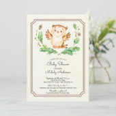 Schattigee Waterverf Uil Neutraal Baby shower Uitn Kaart (Staand voorkant)