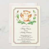 Schattigee Waterverf Uil Neutraal Baby shower Uitn Kaart (Voorkant / Achterkant)