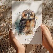 Schattigee Waterverf Uil, op maat Briefkaart