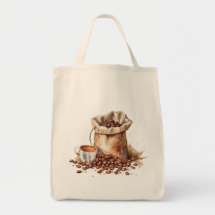 Schattigee Waterverf van bruine koffie Tote Bag