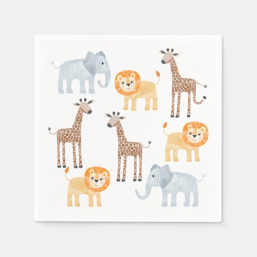 Schattigee Waterverf van safaridieren Servet (Voorkant)
