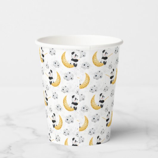 Schattigee Waterverf Vist Panda Patroon Verjaardag Papieren Bekers (Rechts)