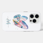 Schattigee Waterverf vlinder met uw monogram Case-Mate iPhone Case (Achterkant (horizontaal))
