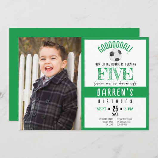 Schattigee Waterverf Voetbal Foto Groene verjaarda Kaart (Voorkant / Achterkant)
